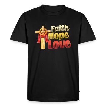 Foi, Espérance, Amour, Église, Religion - T-shirt Premium bio Homme - noir - Devant - Nico (187cm)