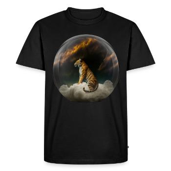 Tiger Glass Ball Cloud Big Cat Gift Art - Men's Premium Organic T-Shirt - black - Front - Nico (187cm)