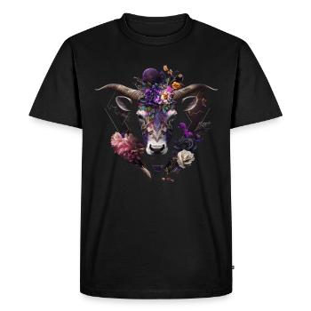 Chèvre Fleurs Art Cadeau Chèvre Animal Ferme - T-shirt Premium bio Homme - noir - Devant - Nico (187cm)