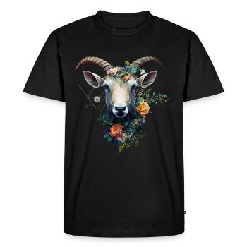 Chèvre Fleurs Art Cadeau Chèvre Animal Ferme - T-shirt Premium bio Homme - noir - Devant - Nico (187cm)