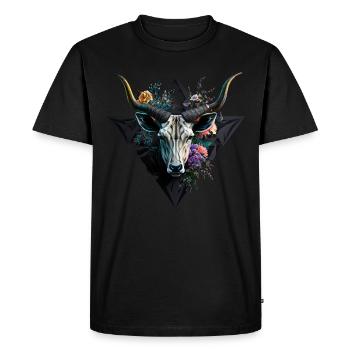 Chèvre Fleurs Art Cadeau Chèvre Animal Ferme - T-shirt Premium bio Homme - noir - Devant - Nico (187cm)