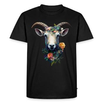Chèvre Fleurs Art Cadeau Chèvre Animal Ferme - T-shirt Premium bio Homme - noir - Devant - Nico (187cm)