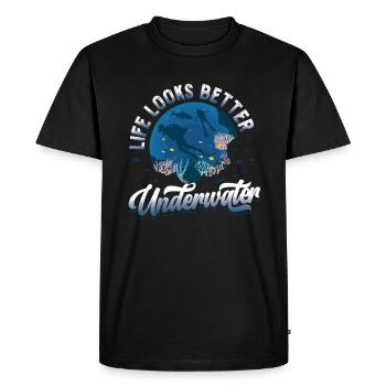 La vie semble meilleure sous l’eau, plongée - T-shirt Premium bio Homme - noir - Devant - Nico (187cm)
