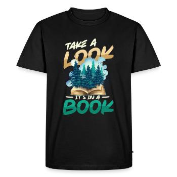 Regardez ce qu’il y a dans un livre: Reading Lover - T-shirt Premium bio Homme - noir - Devant - Nico (187cm)