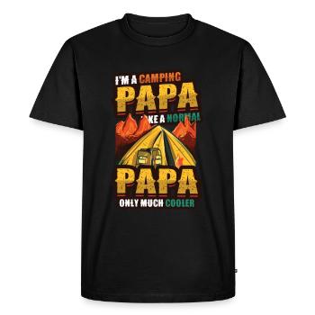 Camping Papa, feu de camp - T-shirt Premium bio Homme - noir - Devant - Nico (187cm)