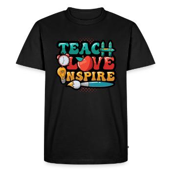 Teachers teach, love inspires - Men's Premium Organic T-Shirt - black - Front - Nico (187cm)