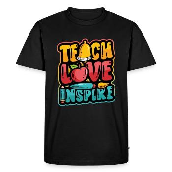 Teachers teach, love inspires - Men's Premium Organic T-Shirt - black - Front - Nico (187cm)