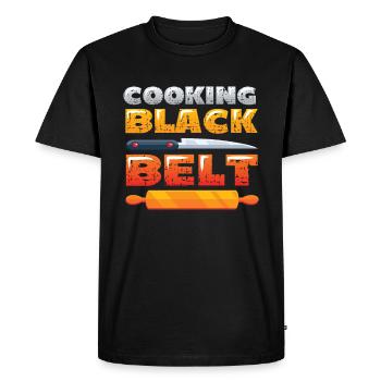 Cooking, Black Belt, Chef - Men's Premium Organic T-Shirt - black - Front - Nico (187cm)