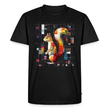 Squirrel Colorful Artwork Geometric Gift - Men's Premium Organic T-Shirt - black - Front - Nico (187cm)