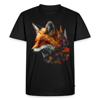 Fox Animal Lover Gift Wild Animal Animal Motif - Men's Premium Organic T-Shirt - black - Front - Nico (187cm)