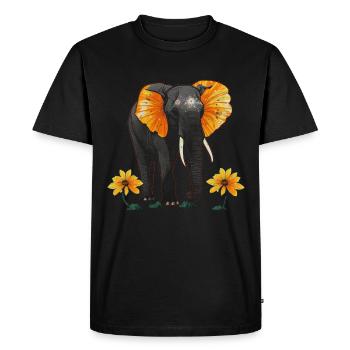 Elephant Animal Gift Africa Art Fleurs - T-shirt Premium bio Homme - noir - Devant - Nico (187cm)