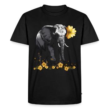Elephant Animal Gift Africa Art Fleurs - T-shirt Premium bio Homme - noir - Devant - Nico (187cm)
