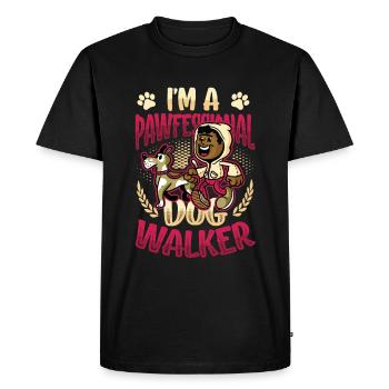 Promener un chien - Je suis un chien Pawfessional - T-shirt Premium bio Homme - noir - Devant - Nico (187cm)