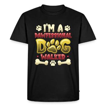 Promener un chien - Je suis un chien Pawfessional - T-shirt Premium bio Homme - noir - Devant - Nico (187cm)