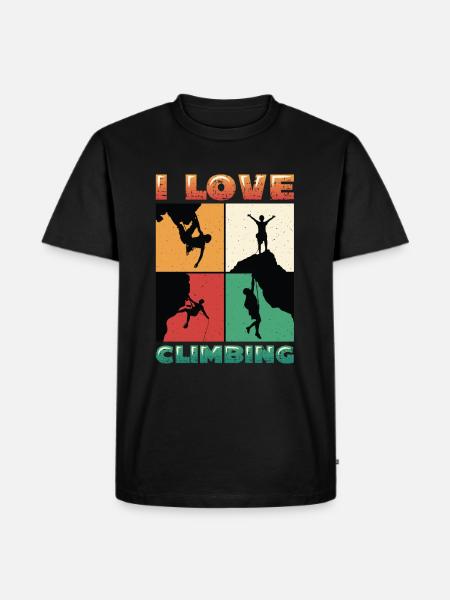 Ich Liebe Klettern, Felsklettern - Männer Premium Bio T-Shirt - Schwarz