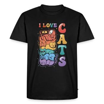 I love cats - Men's Premium Organic T-Shirt - black - Front - Nico (187cm)