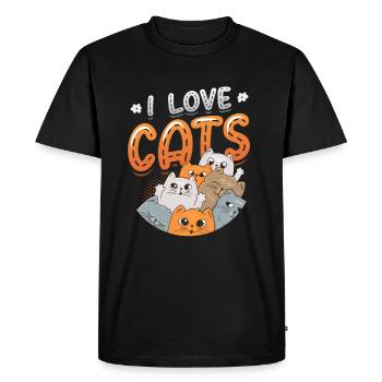 I love cats - Men's Premium Organic T-Shirt - black - Front - Nico (187cm)