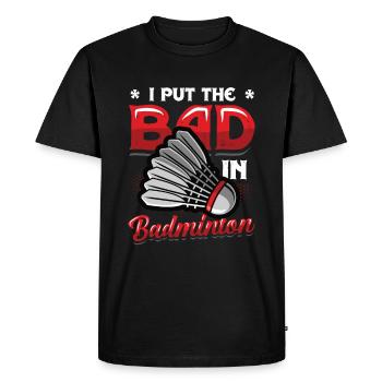 Le bain au badminton - T-shirt Premium bio Homme - noir - Devant - Nico (187cm)