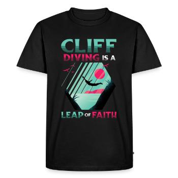 Le saut de falaise est un acte de foi - T-shirt Premium bio Homme - noir - Devant - Nico (187cm)