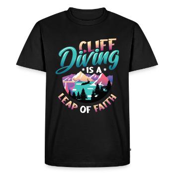 Le saut de falaise est un acte de foi - T-shirt Premium bio Homme - noir - Devant - Nico (187cm)