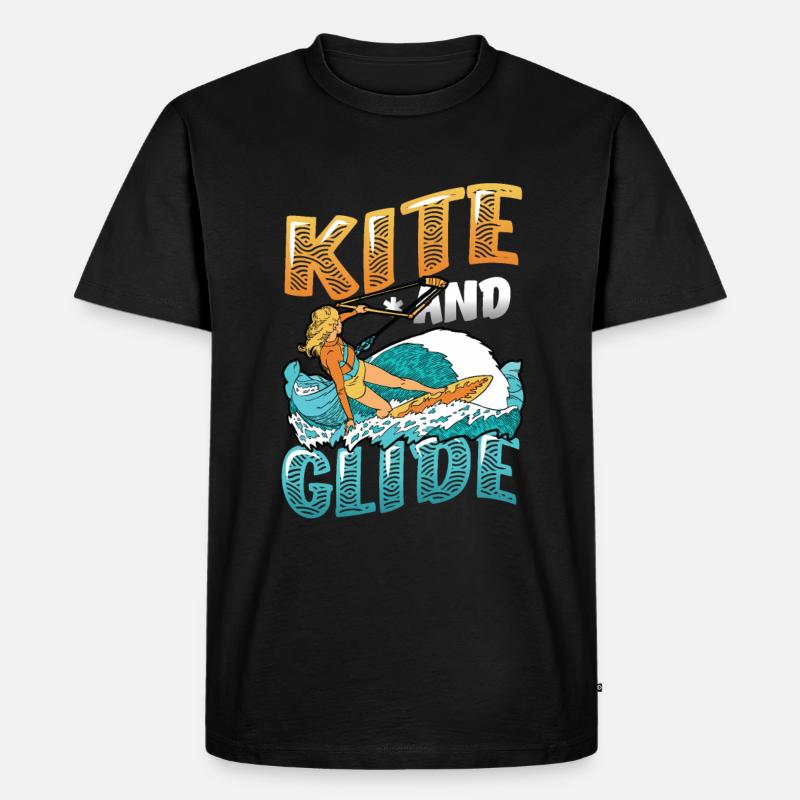 Kite And Glide, Kitesurfing - Männer Premium Bio T-Shirt - Schwarz