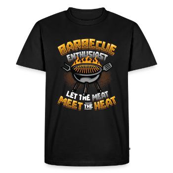 Barbecue enthusiasts. The meat on the grill - Men's Premium Organic T-Shirt - black - Front - Nico (187cm)