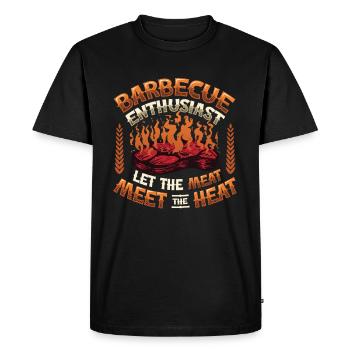 Barbecue enthusiasts. The meat on the grill - Men's Premium Organic T-Shirt - black - Front - Nico (187cm)