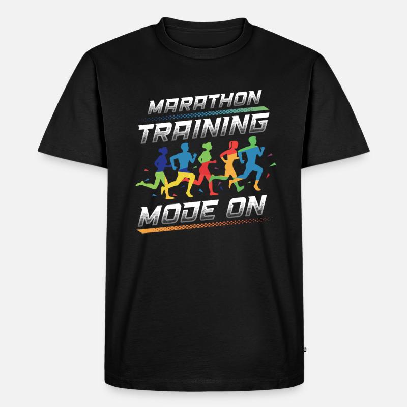 Marathon-Trainingsmodus, auf Marathon Runner - Männer Premium Bio T-Shirt - Schwarz