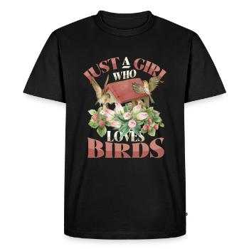 Girls Bird Lover - Just a girl who likes birds - Men's Premium Organic T-Shirt - black - Front - Nico (187cm)