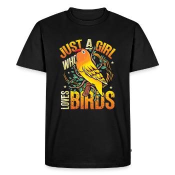 Girls Bird Lover - Just a girl who likes birds - Men's Premium Organic T-Shirt - black - Front - Nico (187cm)
