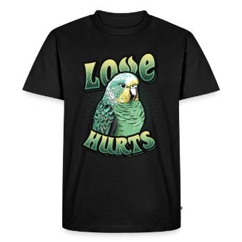 L’amour fait mal à l’oiseau perruche - T-shirt Premium bio Homme - noir - Devant - Nico (187cm)