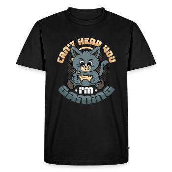 Je ne t’entends pas, je joue - T-shirt Premium bio Homme - noir - Devant - Nico (187cm)