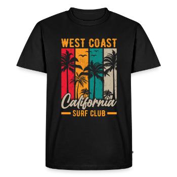 Côte Ouest Californie Surf Beach Palm Trees États-Unis - T-shirt Premium bio Homme - noir - Devant - Nico (187cm)
