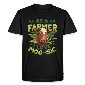 As a farmer, I love Moo-sic, Funny Farmer - Men's Premium Organic T-Shirt - black - Front - Nico (187cm)