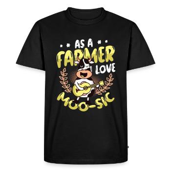 As a farmer, I love Moo-sic, Funny Farmer - Men's Premium Organic T-Shirt - black - Front - Nico (187cm)