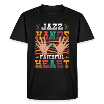Mains de jazz, cœur fidèle, amateurs de jazz - T-shirt Premium bio Homme - noir - Devant - Nico (187cm)