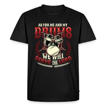 Moi et mes tambours, nous jouons pour le Seigneur - T-shirt Premium bio Homme - noir - Devant - Nico (187cm)