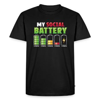 Ma batterie sociale - introverti antisocial - T-shirt Premium bio Homme - noir - Devant - Nico (187cm)