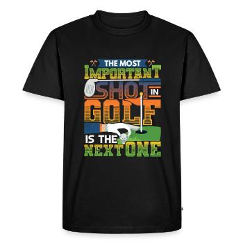 Le coup le plus important au golf est le prochain - T-shirt Premium bio Homme - noir - Devant - Nico (187cm)