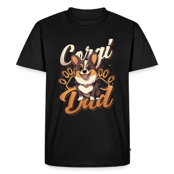 Corgi Daddy, Cute Corgi Daddy - Men's Premium Organic T-Shirt - black - Front - Nico (187cm)