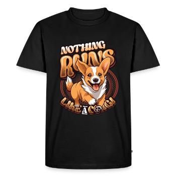 Nothing runs like a corgi - Men's Premium Organic T-Shirt - black - Front - Nico (187cm)
