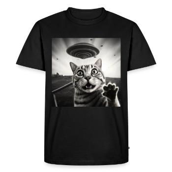 Drôle de chats anxieux selfie OVNI Alien - T-shirt Premium bio Homme - noir - Devant - Nico (187cm)