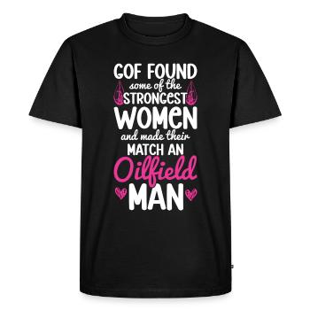 Travailleur pétrolier Rig Roughneck Oilfield Woman - T-shirt Premium bio Homme - noir - Devant - Nico (187cm)