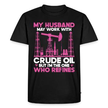 Travailleur pétrolier Rig Roughneck Oilfield Woman - T-shirt Premium bio Homme - noir - Devant - Nico (187cm)