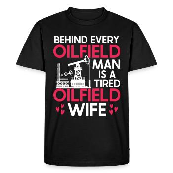 Travailleur pétrolier Rig Roughneck Oilfield Woman - T-shirt Premium bio Homme - noir - Devant - Nico (187cm)