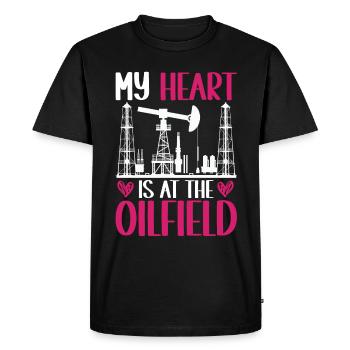 Travailleur pétrolier Rig Roughneck Oilfield Woman - T-shirt Premium bio Homme - noir - Devant - Nico (187cm)