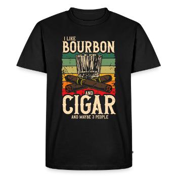 Bourbon Cigares Whisky Cigares Lounge Lovers - T-shirt Premium bio Homme - noir - Devant - Nico (187cm)