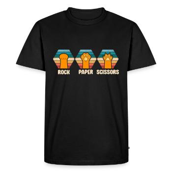 Pierre Papier Ciseaux Jeu De Main Drôle Chat Enfants - T-shirt Premium bio Homme - noir - Devant - Nico (187cm)