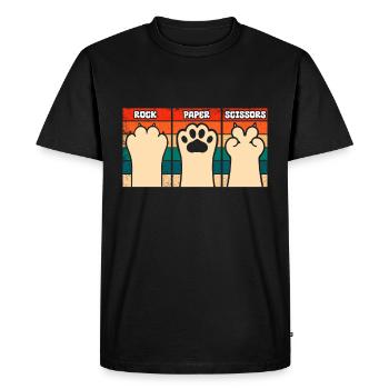 Pierre Papier Ciseaux Jeu De Main Drôle Chat Enfants - T-shirt Premium bio Homme - noir - Devant - Nico (187cm)