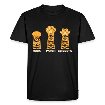 Pierre Papier Ciseaux Jeu De Main Drôle Chat Enfants - T-shirt Premium bio Homme - noir - Devant - Nico (187cm)
